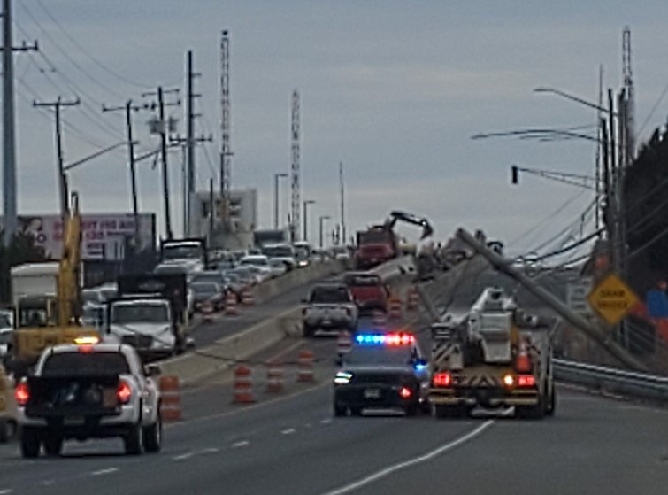 Downed pole closes Route 30 into, out of Atlantic City Breaking AC
