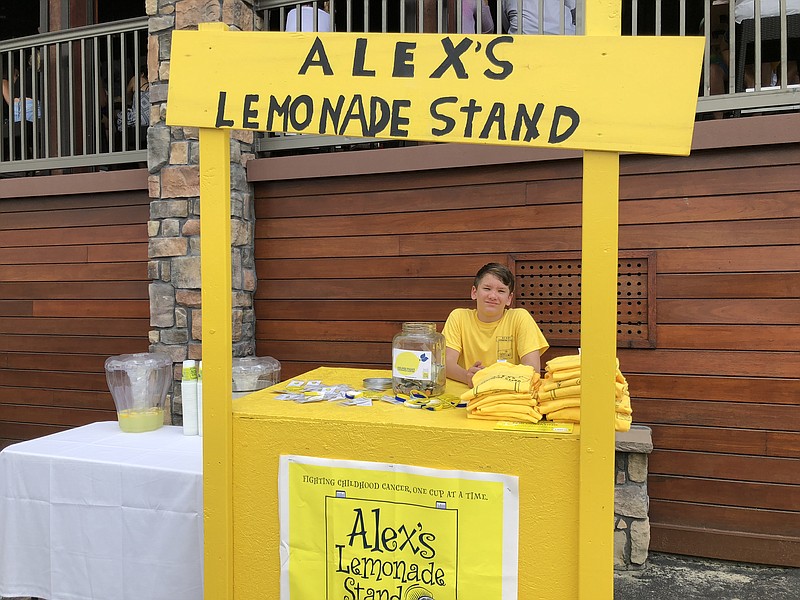 On Sunday, July 22, volunteer Mason McCann of Egg Harbor Township was serving up lemonade and selling bright yellow T-shirts to people attending Lucy's 13th birthday party.