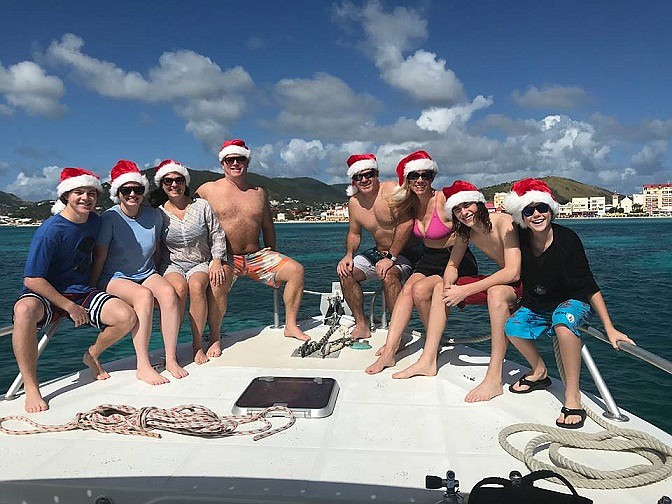 The Schneider and Crowley families send warm Christmas cheer from St. Maarten.