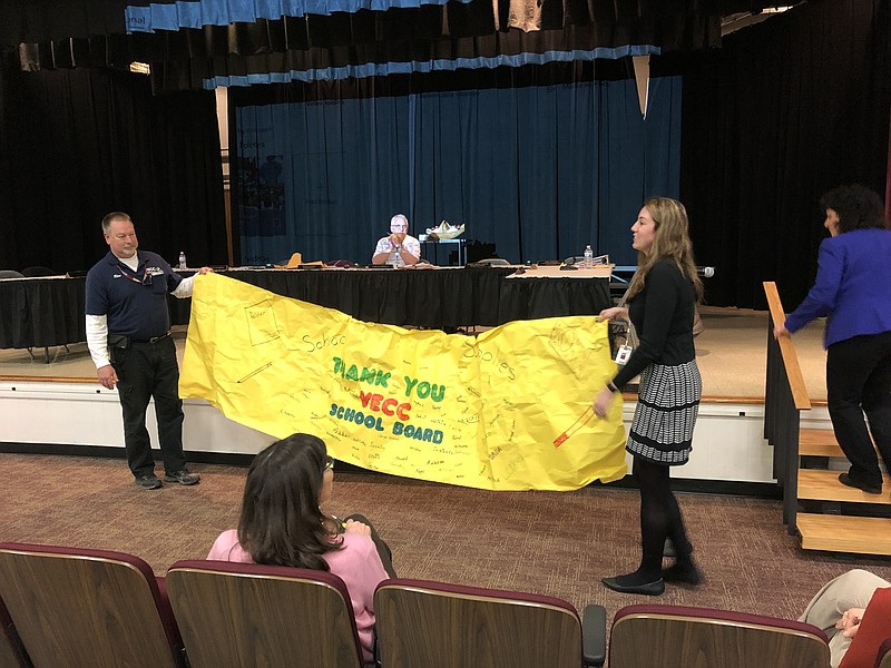 Staff at the Ventnor Educational Community Complex give thanks to volunteer members of the Board of Education Wednesday, Jan. 23.