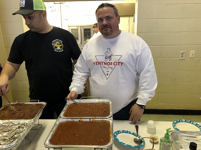 Ventnor firefighter sports a Polar Bear T-shirt designed by a student in the Ventnor City schools