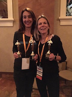 Dina Engle and Sherry McCracken have just finished a pilot episode for an Atlantic City based TV series, "48 Blocks." Here, they recieve three awards
for their previous feature film, "American Gothic." The film is available for streaming on Amazon Prime.