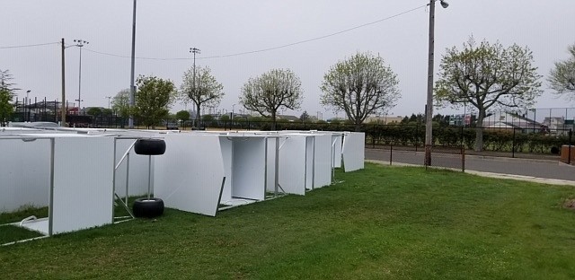 Provided/Lifeguard stands stored in John Amodeo's backyard must be removed, a neighbor said.