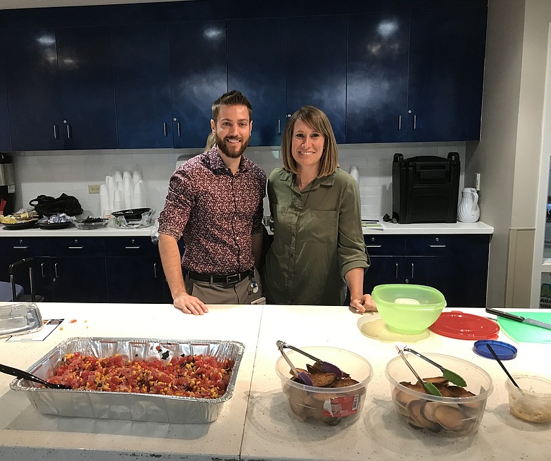 AtlantiCare Health Engagement team members Joseph Marino, wellness specialist and Laura Engelmann, MHA, Community Health and Wellness manager.