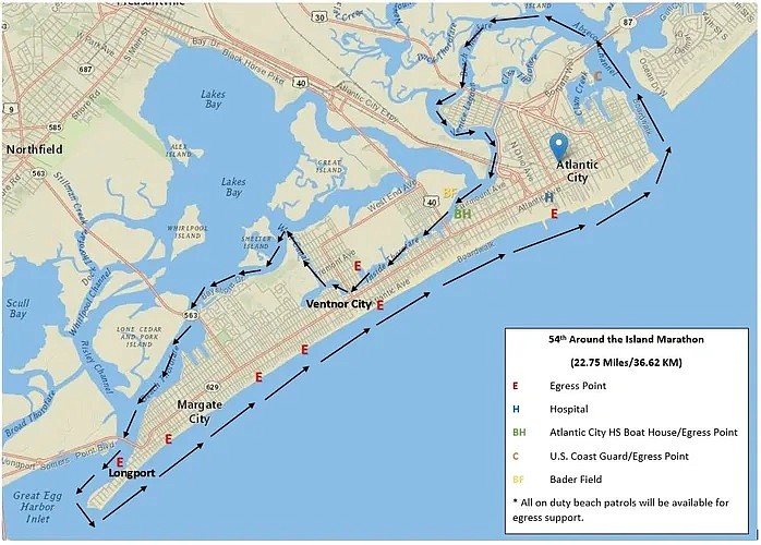 Course for the Around the Island Swim, Sunday, July 14.