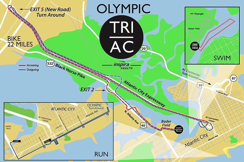 Atlantic City Triathlon route map.