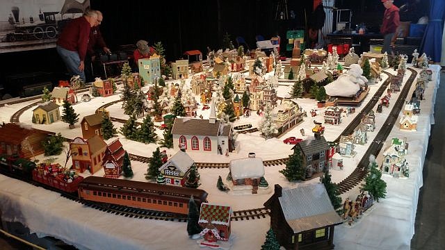 An elaborate display featuring rail lines passing through a miniature town is the centerpiece of the 2018 train show.