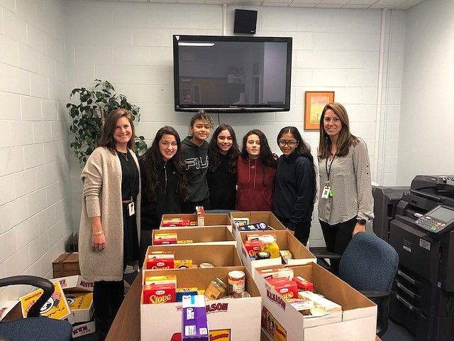 Pictured from left, VECC Guidance Counselor Chelsea Hoffman, Student Council President Chloe Fricke, Vice-president Isabella Abreu, member Makayla Cappuccio, Treasurer Mattie Sarno, Secretary Rakhi Trivedi and Guidance Counselor Janna Polise.