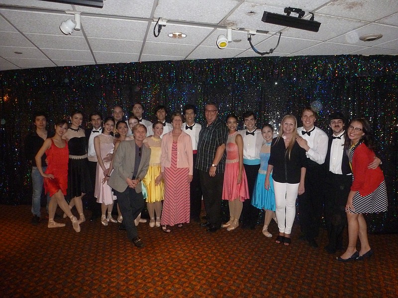 The Atlantic City Ballet Company, one of the DINA Award recipients, stands with Schultz-Hill foundation Co-founder Gary Hill at an event.