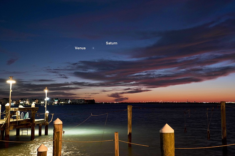 STEVE JASIECKI/Just past sunset, Venus and Saturn appear over the backbay in Margate