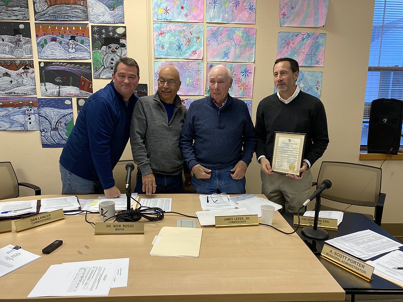 From left, Commissioner Dan Lawler, Mayor Nicholas Russo, Commissioner Jim Leeds and former solicitor Pacifico "Pat" Agnellini.