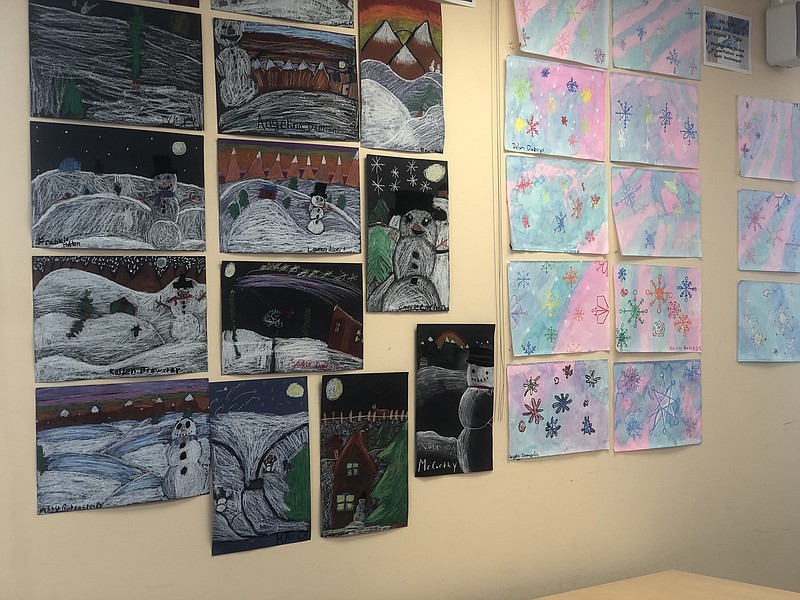 Artwork of the students at the Eugene A. Tighe Middle School is currently displayed at the Longport Public Library.