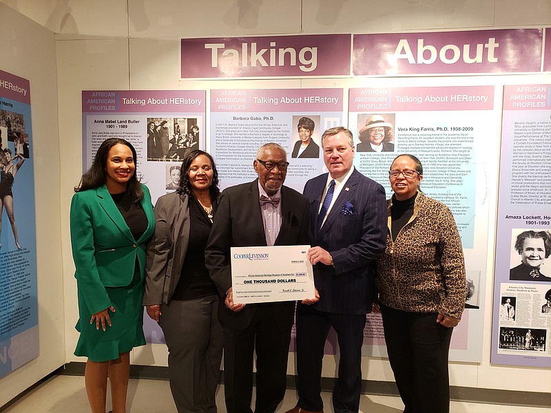 Pictured, from left, Yolanda Melville of Cooper Levenson; museum Executive Director Stacey Hunter Winters, museum President Ralph E. Hunter Sr., Cooper Levenson COO Kenneth J. Calemmo Jr., and museum Treasurer Sylvetta Snowden.