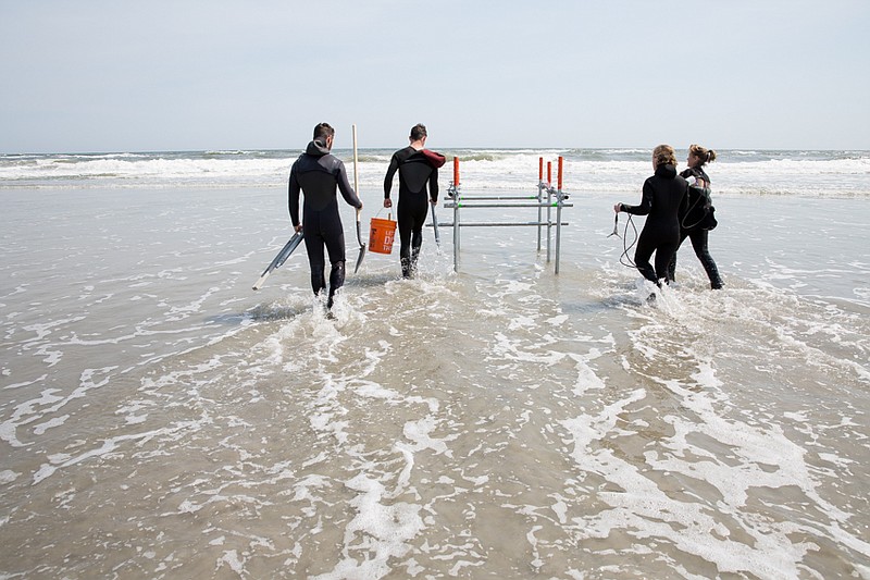 Wave monitoring in Atlantic City by the Stockton University Coastal Research Center. (Photo courtesy of Stockton University)