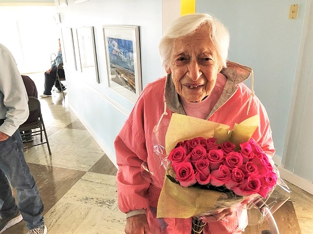 Margate's Fran Harris at her 103rd birthday party last April.