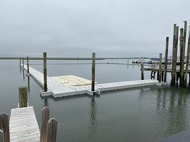 The floating dock at Island Aqua Park Margate has been installed and the inflatables will be located within the perimeter.