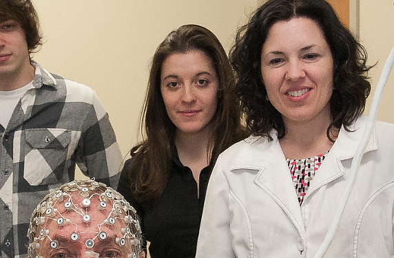  Stockton Professor of Psychology Jessica Fleck, right, has been doing research on the brain and will teach the short course in August.