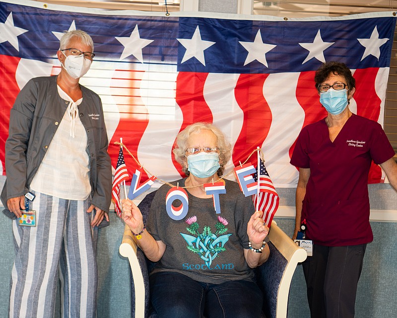 Seniors at Seashore Gardens Living Center celebrated the 100th anniversary of women's right to vote.