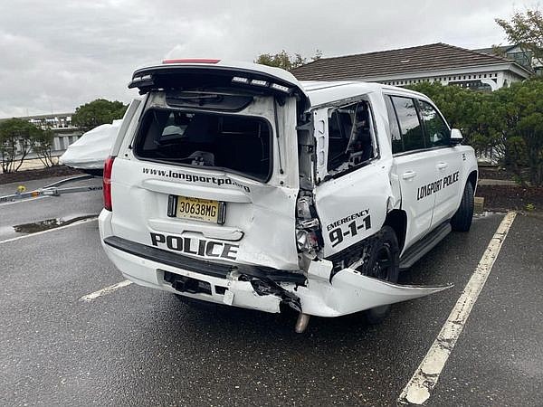 Longport Police SUV was damaged in a rear-end collision, Friday, Oct. 16, 2020.