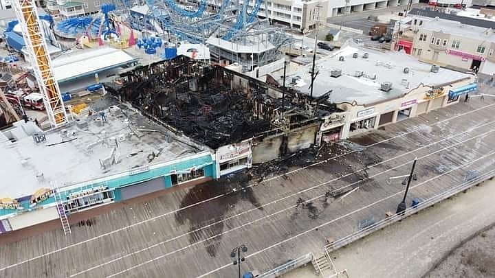 An aerial photo posted on Facebook by John H. Pedrick shows the amount of destruction to Playland's arcade building.