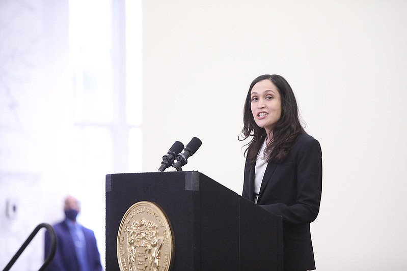 Gov. Phil Murphy March 15 announced his intention to nominate Rachel Wainer Apter to the New Jersey Supreme Court at the Ruth Bader Ginsburg Hall, Rutgers University-Newark. (Edwin J. Torres/ NJGovernor's Office).