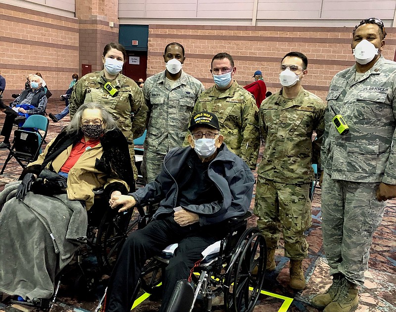 Doris and Bernie Liebowitz, formerly of Ventnor, receive their second COVID-19 shots. Bernie Liebowitz, 100, is a veteran of World War II.