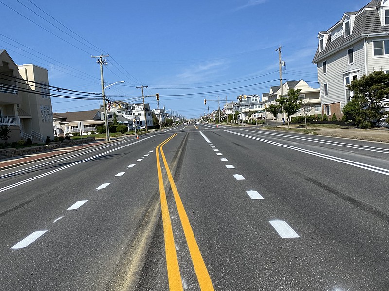 Striping of Atlantic Avenue is still underway.