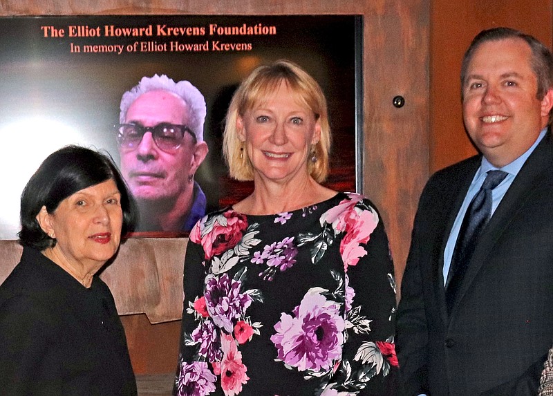 Stockton/From left: Sara and Sam Schoffer Holocaust Resource Center Executive Director Gail Rosenthal, Jini Errichetti, and Stockton Chief Development Officer Daniel Nugent. 