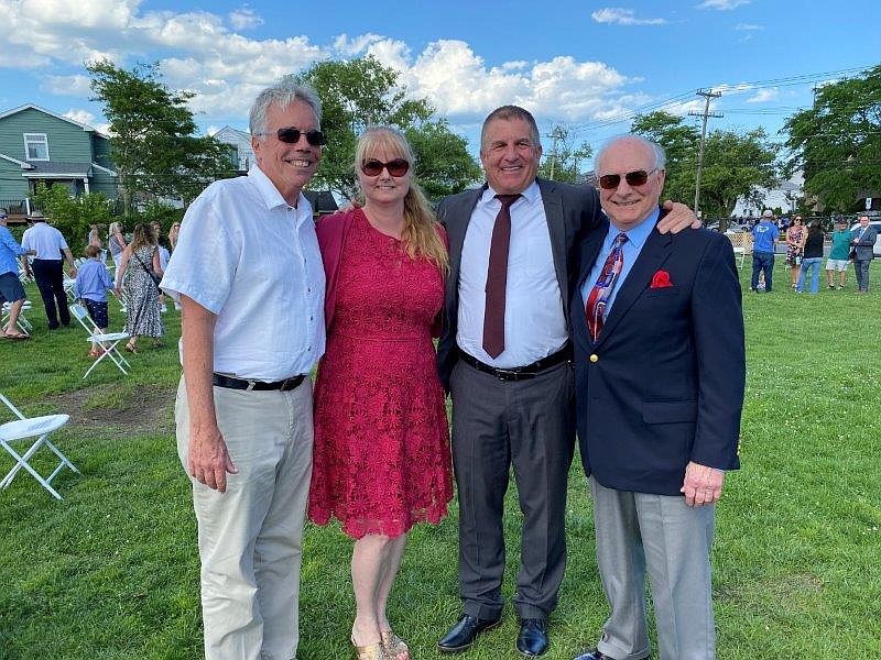 Margate school superintendents, past and present, from left, former Superintendent John DiNicola, Superintendent Audrey Becker, former Interim Superintendent Thomas Baruffi, and former Superintendent Dominick A. Potena at the Tighe School graduation ceremony in 2021.