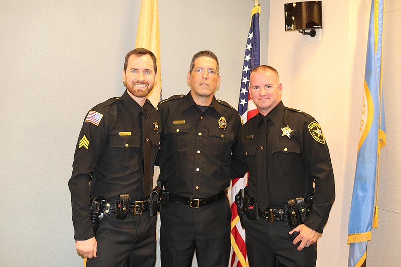 Provided/From left. Sgt. Drew Eckert, Atlantic County Sheriff Eric Scheffler and Lt. Jeffrey Newman. 

