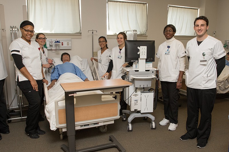 The Foundations of Nursing Lab at Stockton University's Manahawkin site gives students in the Accelerated Nursing BSN program hands-on experience. (Photo by Susan Allen/Stockton University