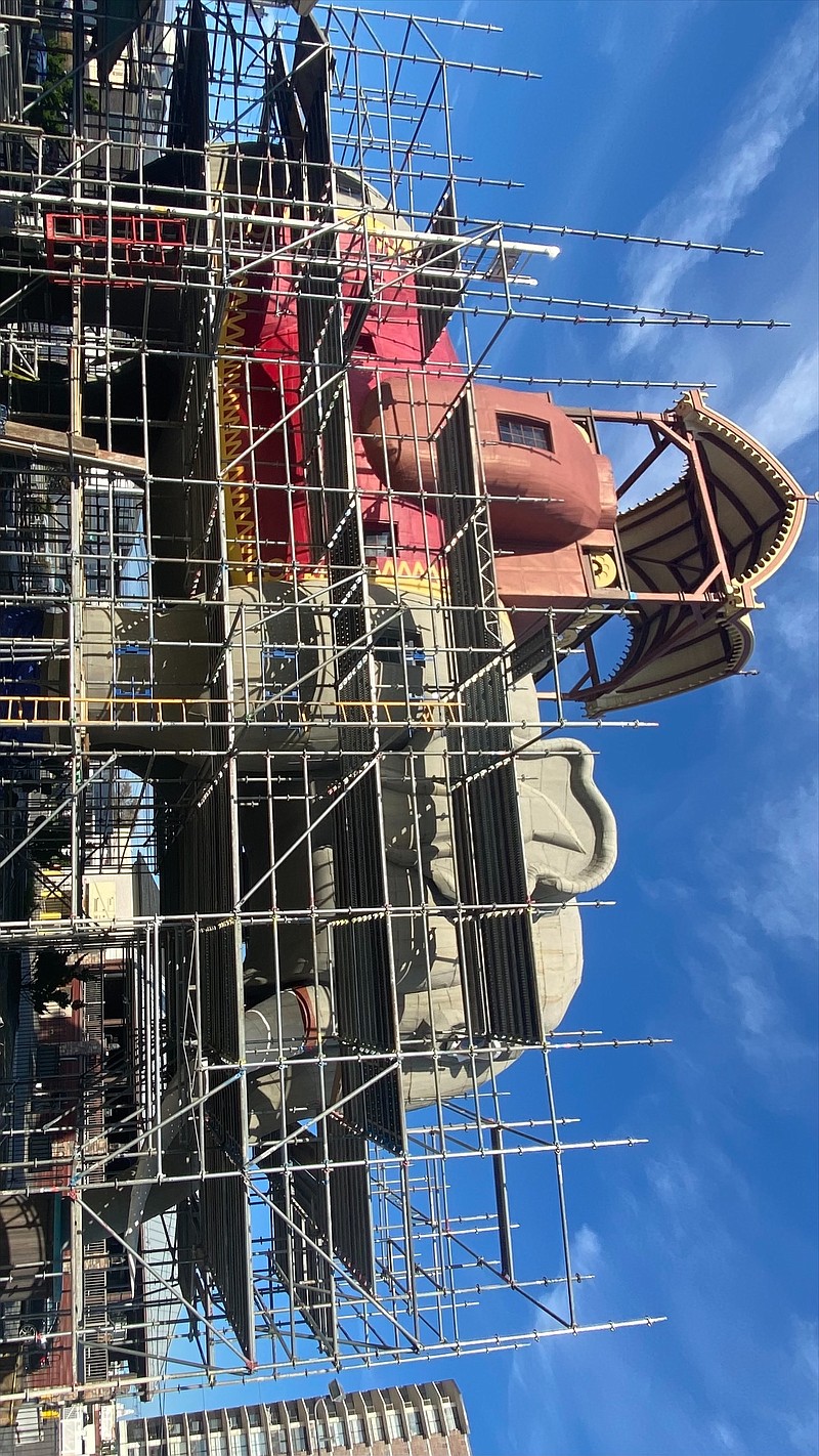 Lucy has been surrounded by scaffolding in anticipation of her restoration.