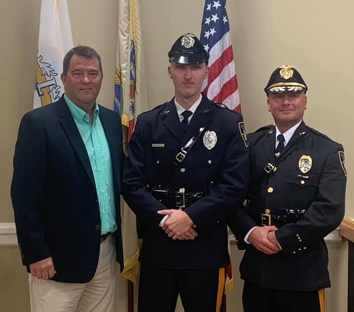 Longport Police/From left, Commissioner of Public Safety Dan Lawler, Officer Matthew Long, Police Chief Frank Culmone.