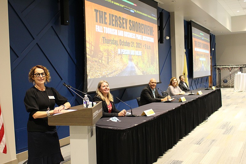 From left, Jane Bokunewicz, Jamie Hoagland, Larry Sieg, Lori Pepenella, Michael Busler.  (Photo by Diane D'Amico/Stockton University)