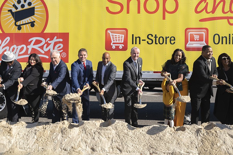 Liza Barrick CRDA/From left, Atlantic City Councilman Kaleen Shabazz, CRDA Deputy Executive Director Rosa Farias, Village Super Market Inc. Board Chair Bill Sumas, CRDA Executive Director Matt Doherty, CRDA Board Chair Mo Butler, Gov. Phil Murphy, Atlantic City resident Aliyah Cherrisse, Atlantic City Mayor Marty Small Sr., and Lt. Gov. Sheila Oliver.


