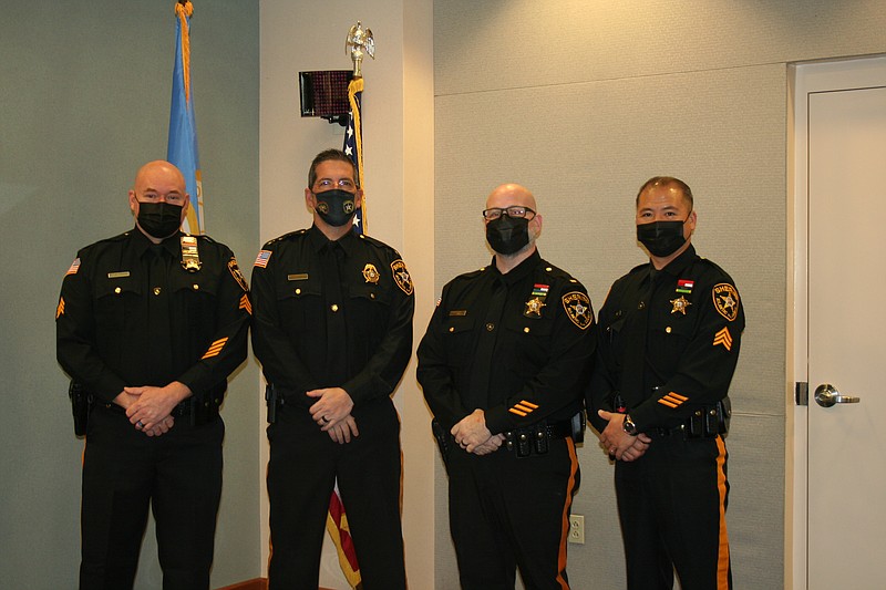 Provided/From left, Sgt. Adam Erskine, Atlantic County Sheriff Eric Scheffler, Lt. Aberman and Sgt. Nguyen.