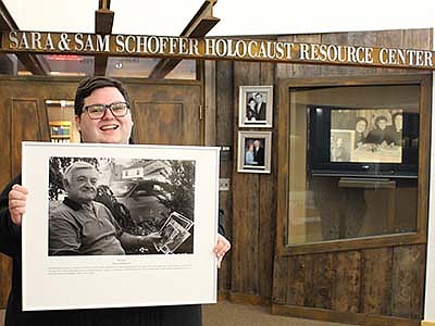 Provided/Stockton student George Quinn with photo of Holocaust survivor Donald Berkman of Margate, who established a pharmacy in Brigantine.