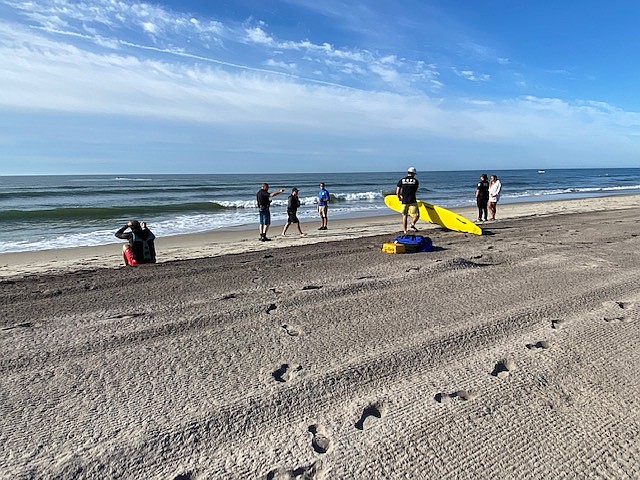 Members of Downbeach public safety teams participate in a rescue simulation in 2022.