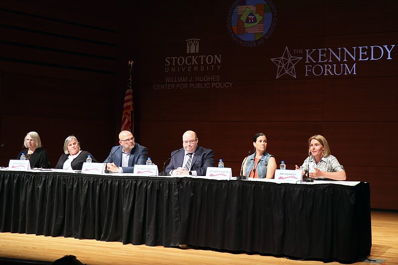 Provided/From left, Victoria L. Druding, R.N. BS, Leesa Seymour, James Reina, Dr. Brian Isaacson, Dr. Sara M. Martino and Amy Kennedy at the youth mental health panel discussion at Stockton University.