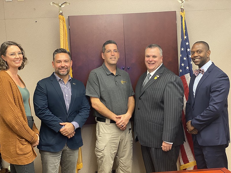 From left, Jaime Costello, Executive Director of Hope One; William Mazur, Executive Director of Hope Exists Foundation; Sheriff Eric Scheffler; Prosecutor William Reynolds; Raymond Royster, Director of Community Outreach, Atlantic County Prosecutor's Office.