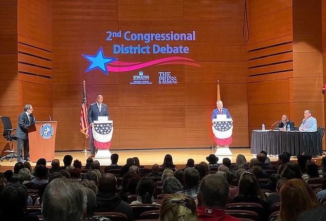 Democrat Tim Alexander and Republican U.S. Rep. Jeff Van Drew debate at Stockton University, Oct. 19, 2022.