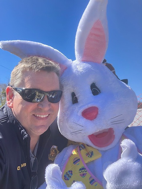 Margate Fire Chief Dan Adams with the Easter Bunny.