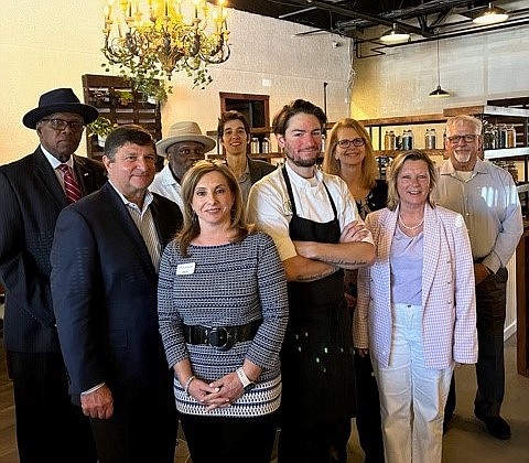 Photo by Phyllis Lacca/Pictured here are members of the PR Council Board of Directors, dignitaries, and the restaurant owners/chefs, from left Atlantic City Councilman  Kaleem Shabazz, Jim Rutala, William Cradle, Maria Terpolilli, Ben Morris, Chef Michael Brennan, Felicia Niven, Beverly Beveridge, and Thomas Brennan.