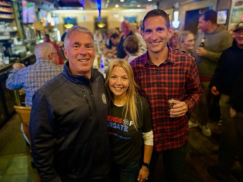 Friends of Margate, from left, Maury Blumberg, Cathy Horn and Michael Collins, claimed victory in the Board of Commissioners election, Tuesday, May 9, 2023.