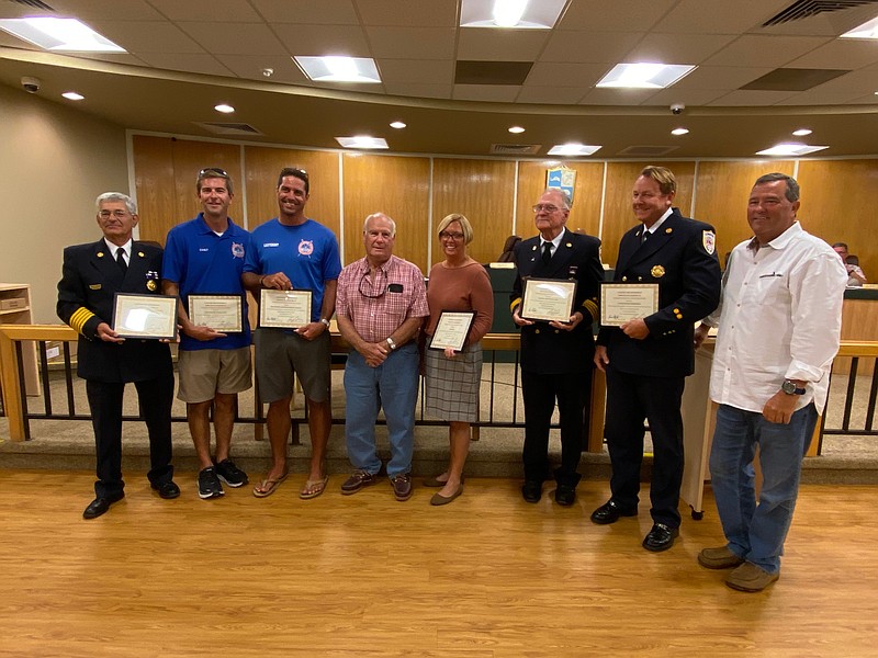 Longport first responders were commended Sept. 20 for saving the life of a Galloway Township man.