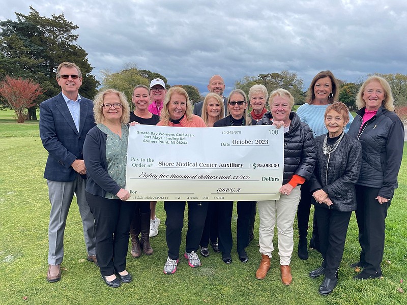 PROVIDED/The Greate Bay Women's Golf Association presented a check for $85,000 to representatives from the Auxiliary of Shore Medical Center and Shore Cancer Center Oct. 31.