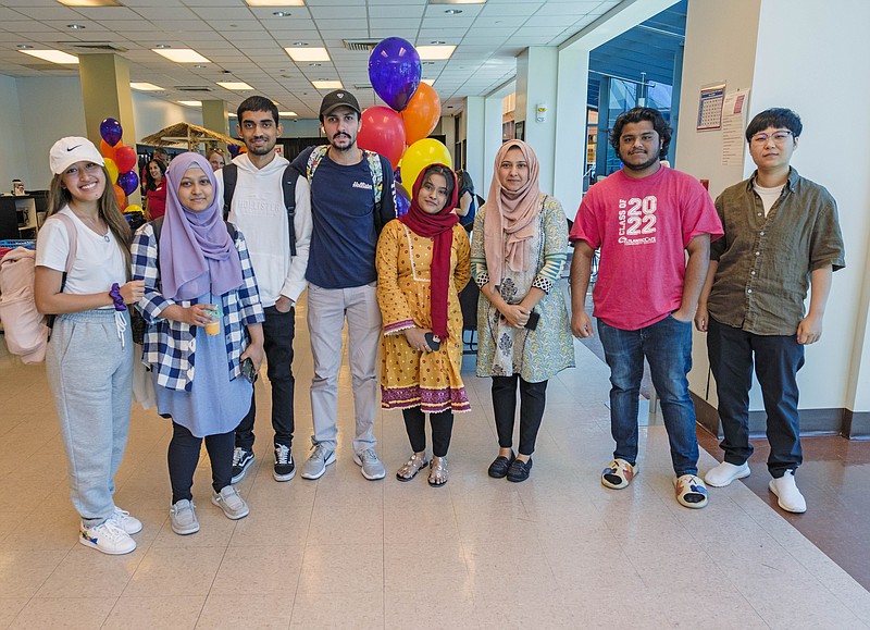 PROVIDED/Atlantic Cape international students during a recent event in the Student Center lobby.