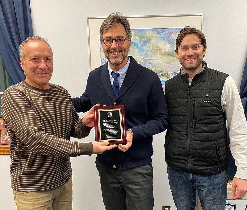 Provided/From left Longport Board of Education President Carl Tripician, retiring Board Member Michael Schiavo, and Vice-president Clete Schwegman.