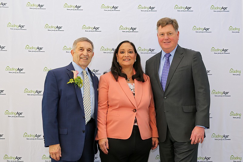 From left, Martin H. Klein, president and CEO of Seashore Gardens, Terri White, chair of the Board of Trustees of LeadingAge New Jersey & Delaware, and Jim McCracken, president and CEO of LeadingAge.