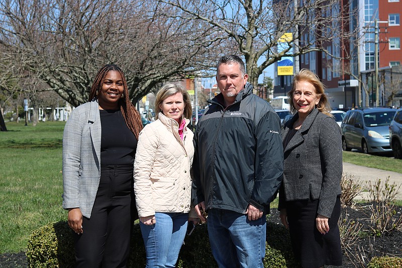 ATLANTIC CAPE/Atlantic City EDC leaders, from left, Dr. Natalie Devonish, vice president, Student Affairs and Enrollment Management at Atlantic Cape;  Samantha Kiley, vice president, Community Health & Social Impact, AtlantiCare;  Michael Cagno, president, Ducktown CDC; and  Elizabeth Terenik, president, Chelsea EDC.

